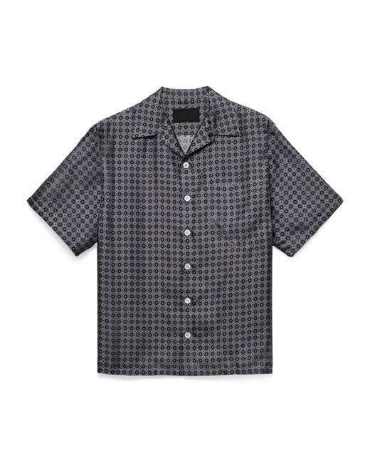 Prada Gray Silk Geometric Print Shirt for men