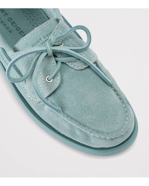 Kurt Geiger Green Suede Kurt Boat Shoes for men