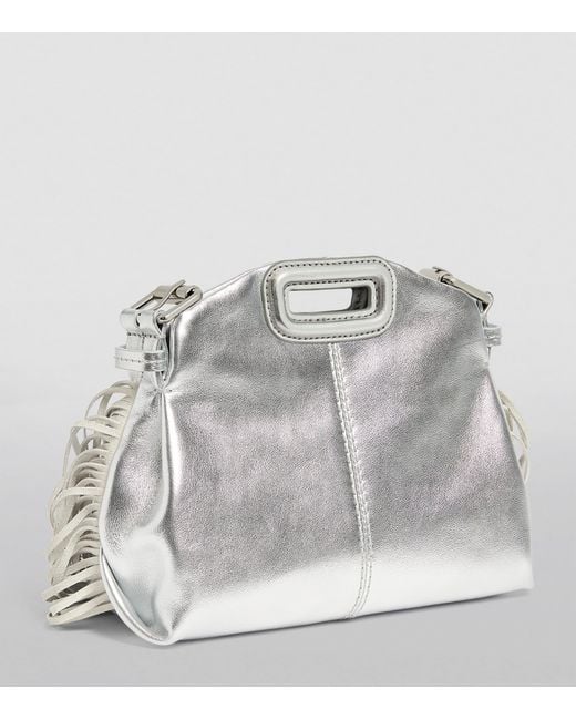 Maje White Mini Leather Miss M Shoulder Bag