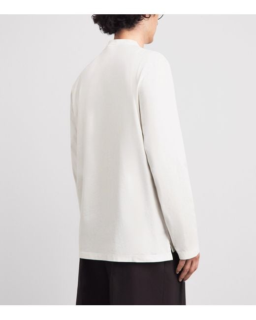 Barena White Cotton Jersey Henley Top for men