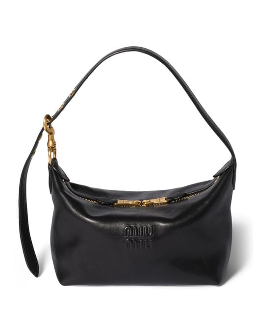 Miu Miu Black Small Nappa Leather Spirit Shoulder Bag