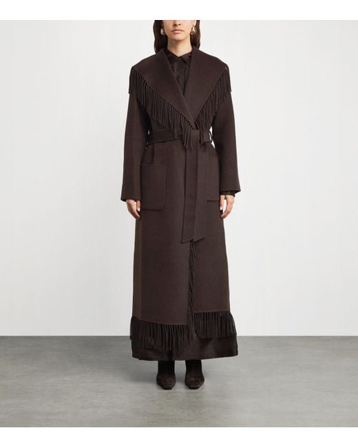 Jonathan Simkhai Brown Wool Fringe Carrie Robe Coat