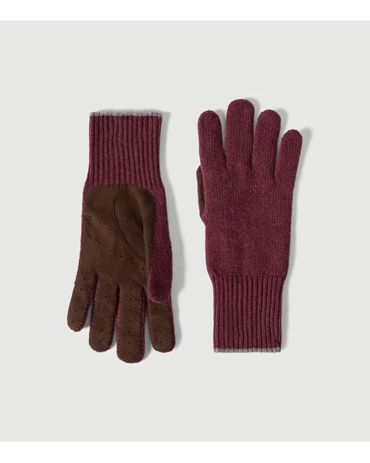 Brunello Cucinelli Purple Cashmere-Suede Gloves for men