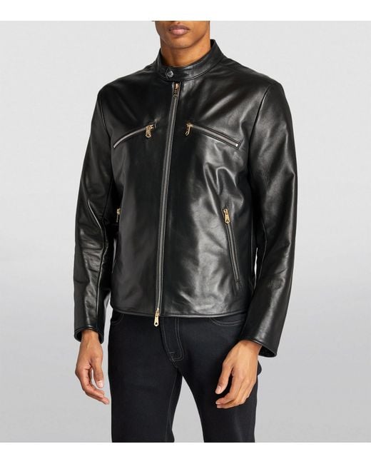 Paul Smith Leather Biker Jacket in Black Lyst