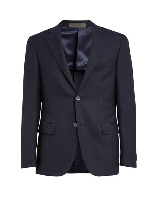 Corneliani Blue Hopsack Wool Blazer for men