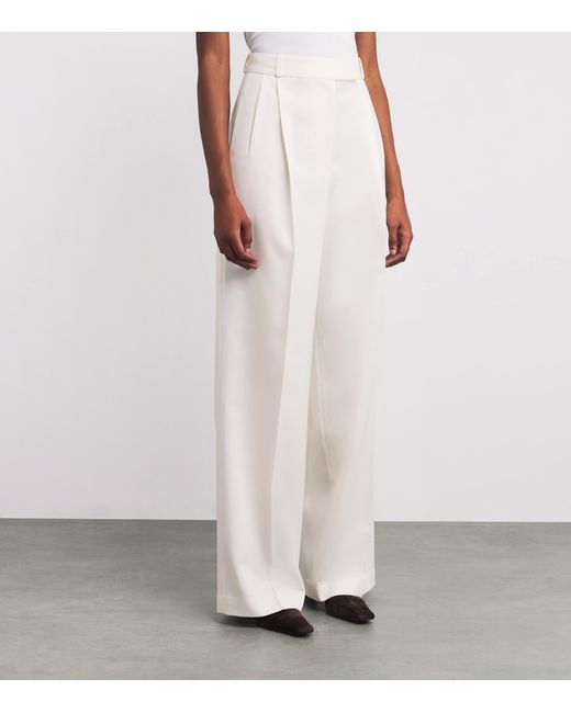 Rohe White Wool-Blend Wide-Leg Trousers