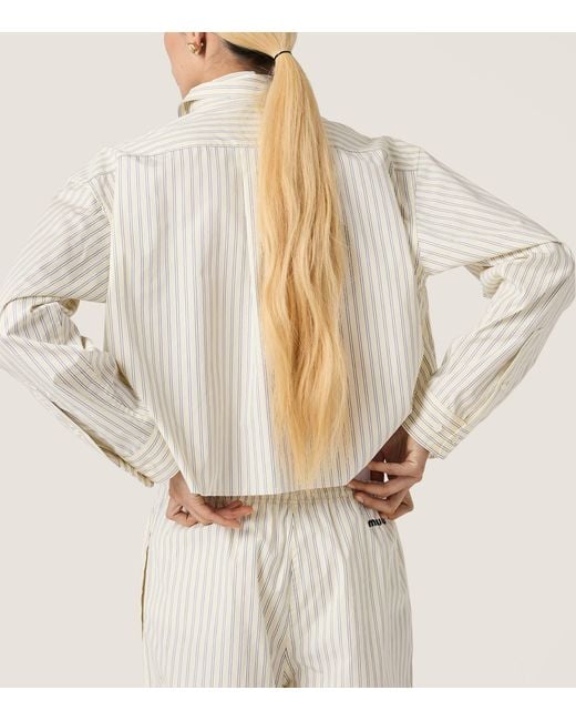 Miu Miu White Stripe Long-Sleeve Shirt