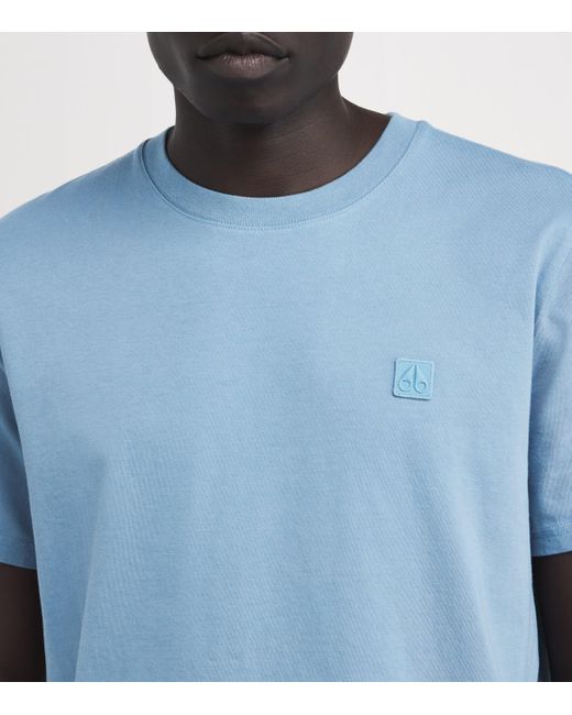 Moose Knuckles Blue Cotton Logo Duluth T-Shirt for men