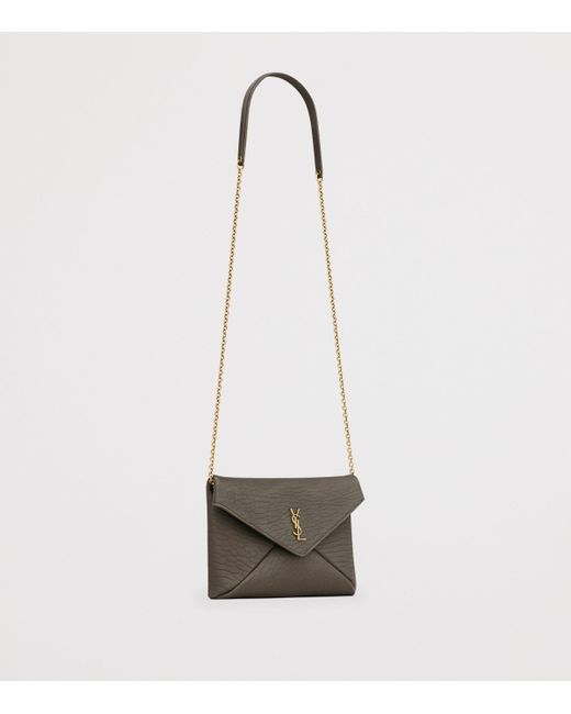 Saint Laurent White Small Cassandre Chain Pouch