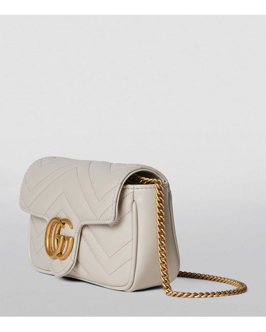 Gucci Gray Super Mini Leather Gg Marmont Shoulder Bag