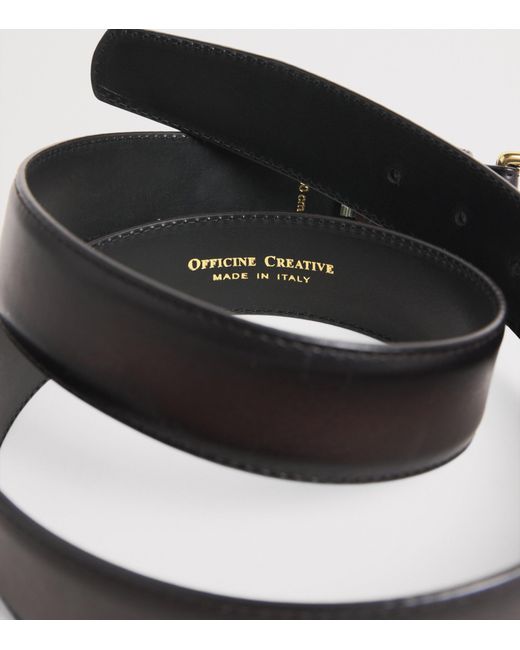 Officine Creative Black Leather Belt for men