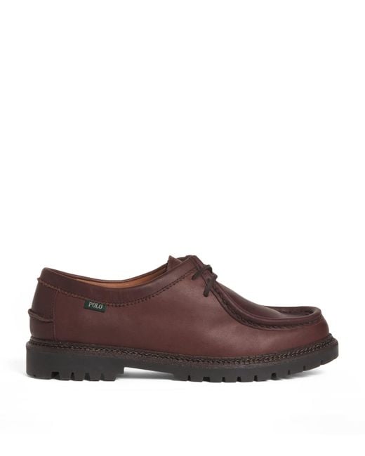 Polo Ralph Lauren Brown Oiled Leather Moc-Toe Jett Shoes for men