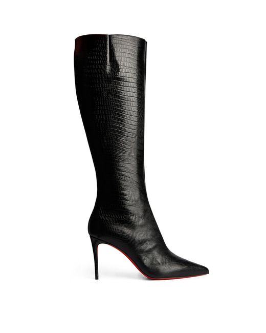 Christian Louboutin Kate Botta Embossed Leather Knee Boots 85 in Black
