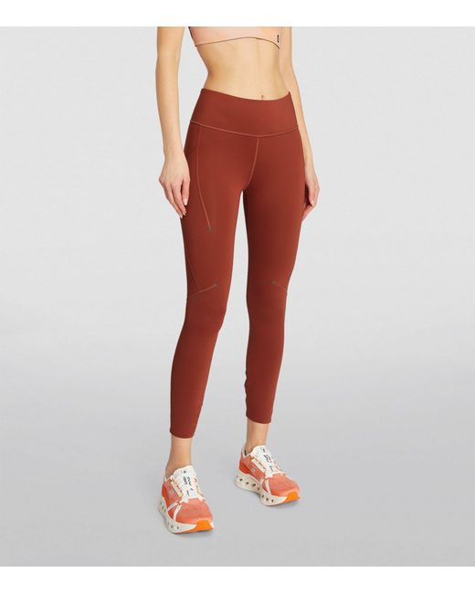 On Shoes Red Cropped Performance Tights