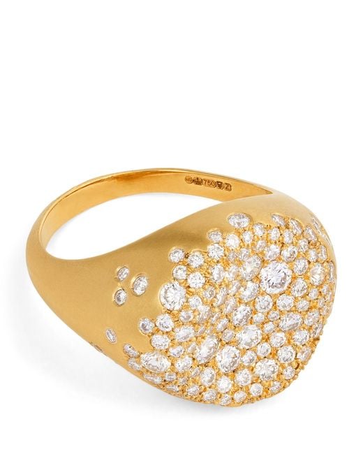Nada Ghazal Metallic Yellow Gold And Diamond Malak Ring