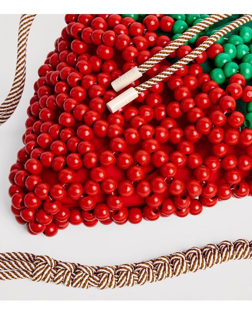 ALÉMAIS Red Mini Beaded Strawberry Shoulder Bag