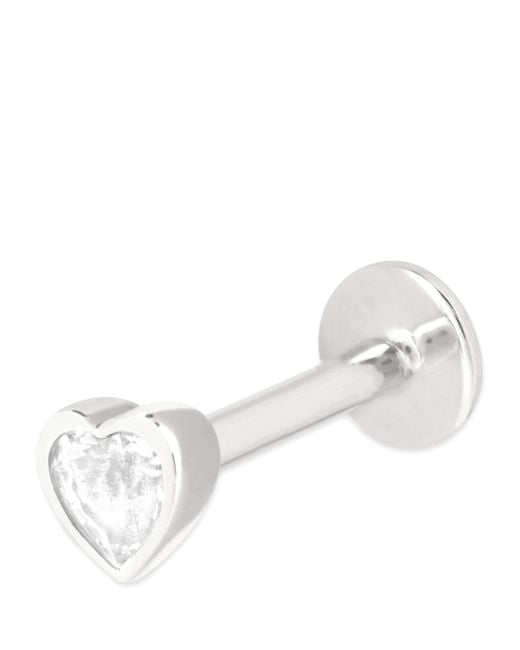 Astrid & Miyu White And Topaz Single Stud Heart Earring