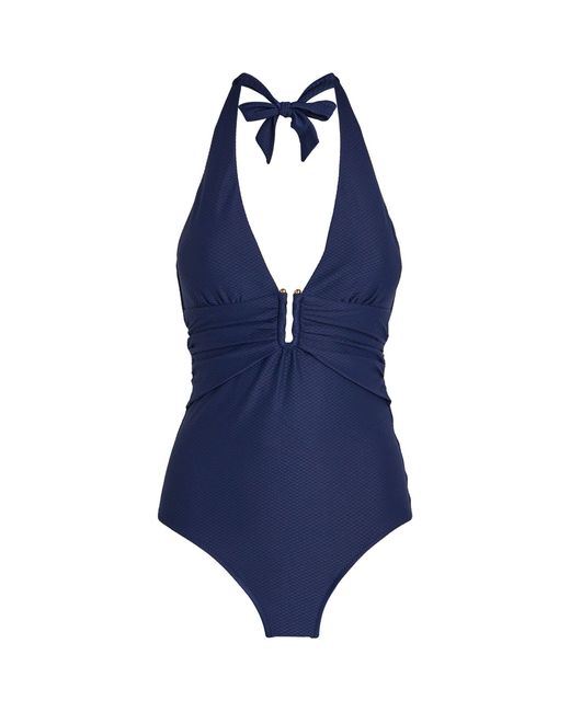 Heidi Klein U-bar Halterneck Swimsuit in Blue | Lyst