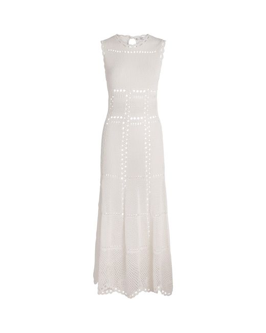 Erdem White Cotton Crochet Maxi Dress