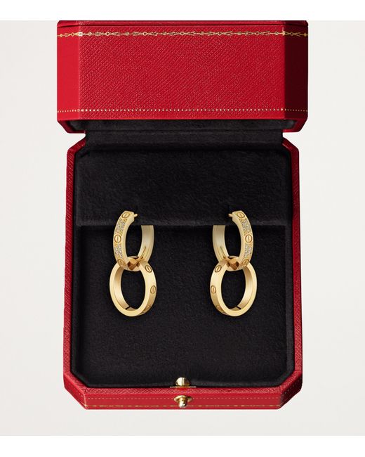 Cartier Metallic And Diamond Love Double Hoop Earrings