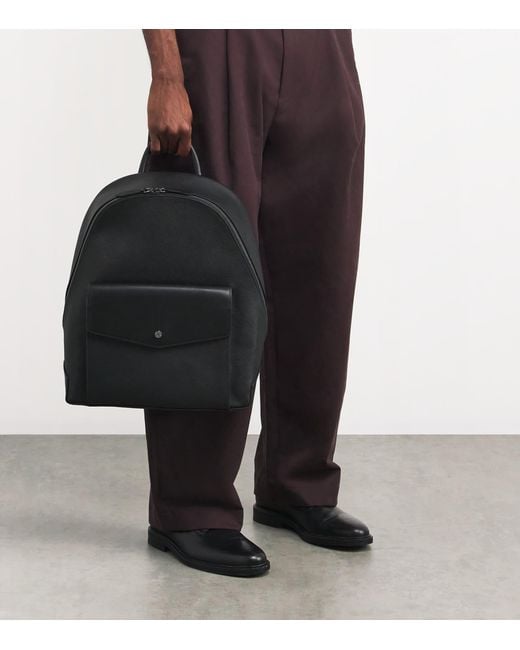 Harrods Black Saffiano Leather Backpack