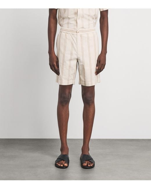Vince Natural Cotton-Hemp Stripe Shorts for men