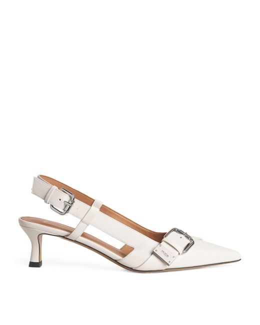 Maje Natural Leather Buckle Slingback Pumps 55
