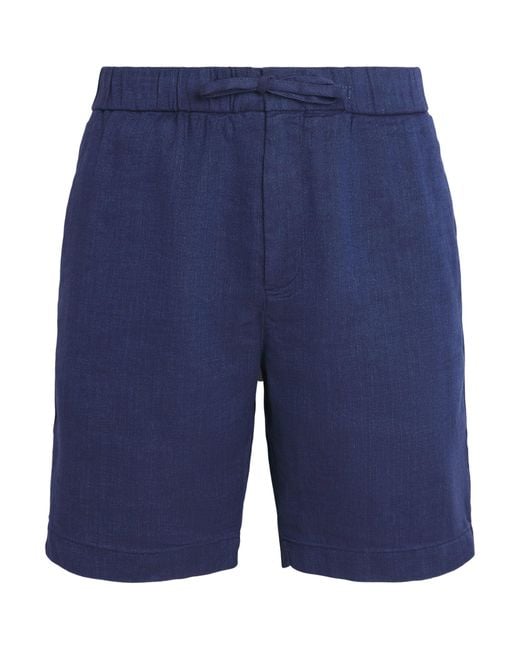 Frescobol Carioca Blue Linen-Cotton Felipe Shorts for men