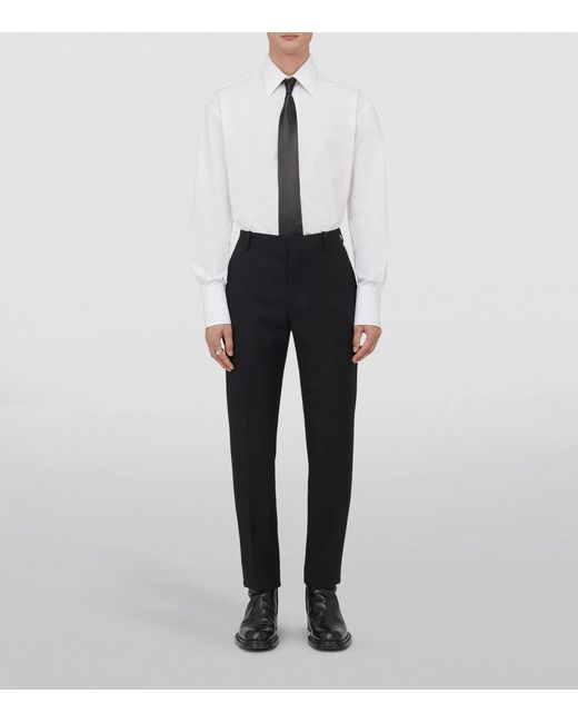 McQueen Black Wool Cigarette Trousers for men