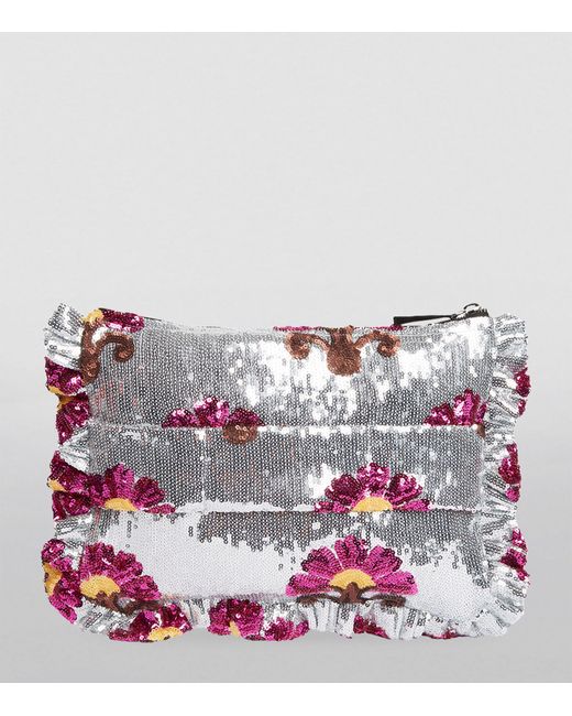 LaDoubleJ Purple Sequin-embellished Pouch