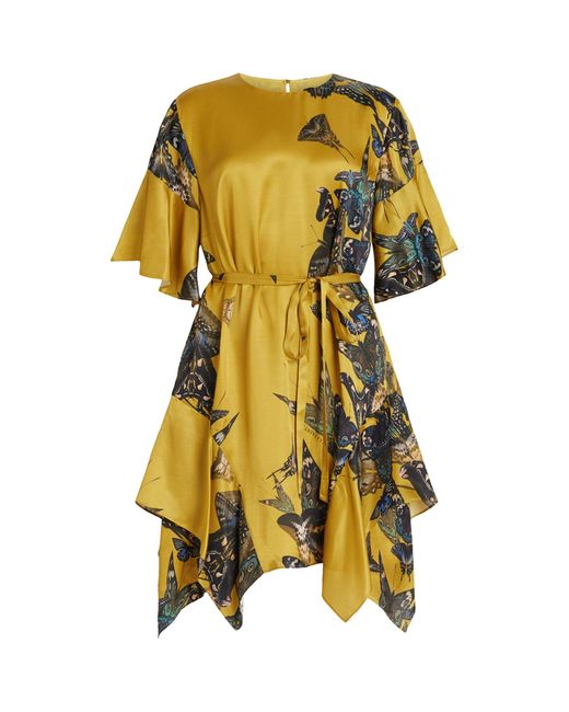 AllSaints Yellow Butterfly Print Diana Dress