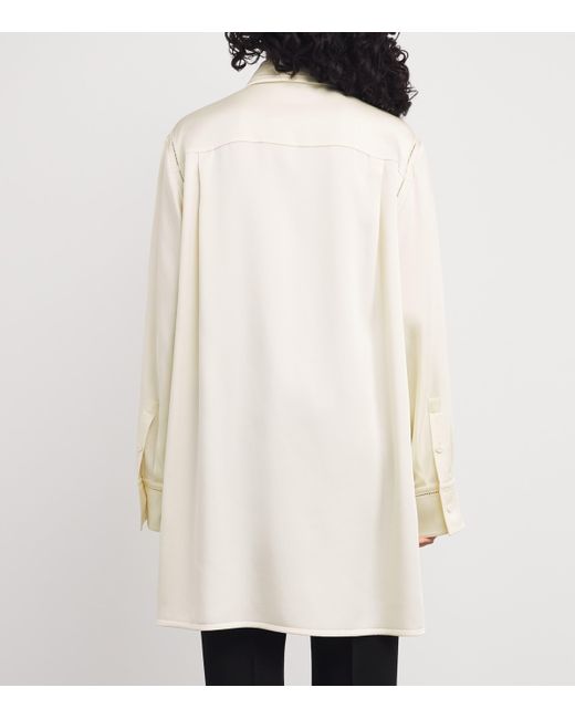 Jil Sander White Satin Longline Shirt