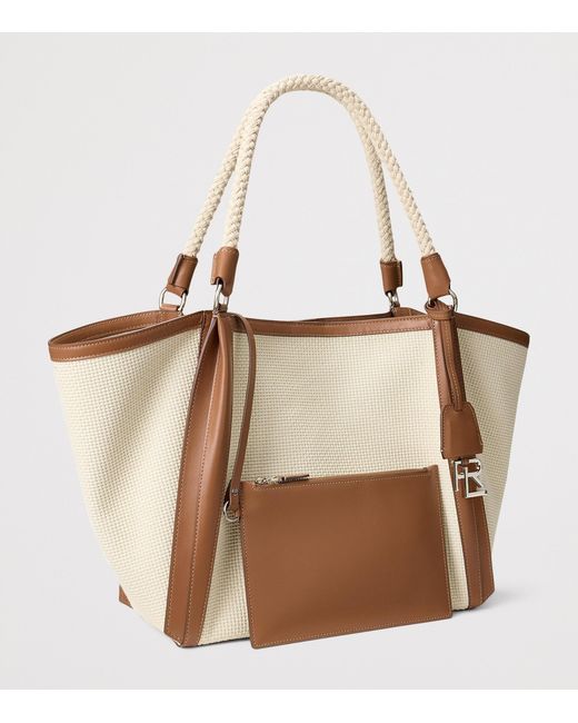Ralph Lauren Natural Woven Calfskin-Trim Rl 888 Tote Bag
