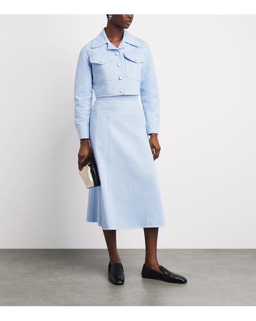 Emilia Wickstead Blue Cropped Nics Denim Jacket