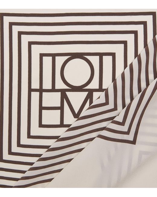 Totême White Silk Monogram Scarf
