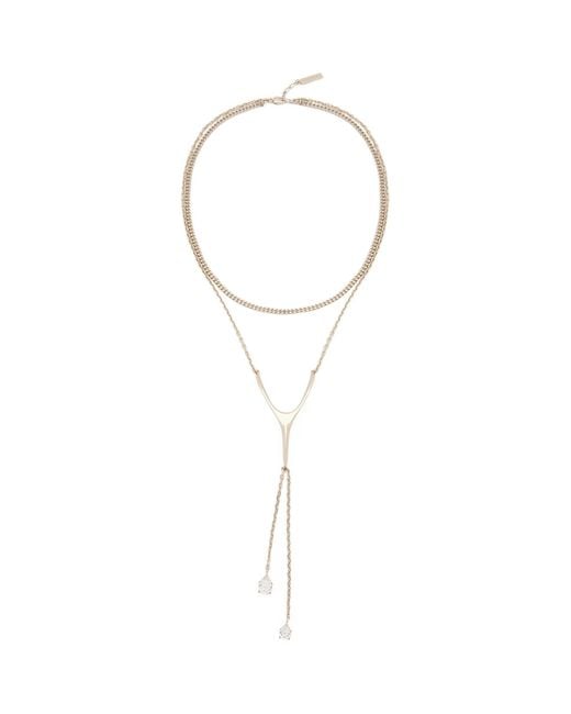 McQueen White Embellished Wishbone Necklace