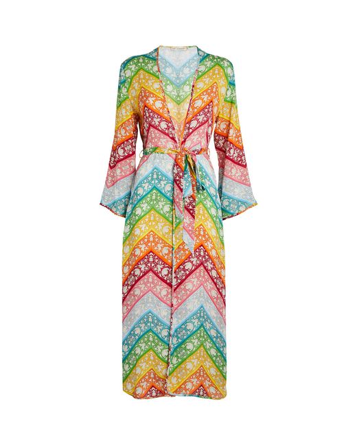 Mary Katrantzou White Rainbow Wrap-around Kimono Maxi Dress