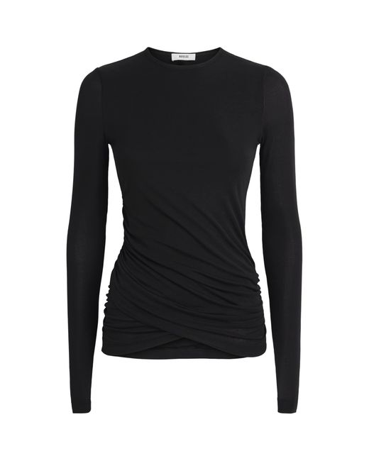 Agolde Black Gathered-Hem Eve T-Shirt