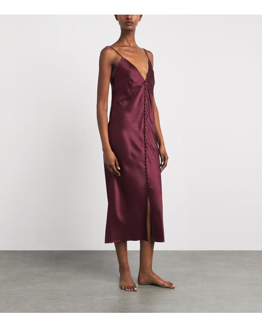 Olivia Von Halle Purple Silk Ilse Midi Slip Dress