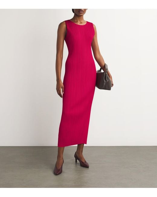 Pleats Please Issey Miyake Pink New Colorful Basics Maxi Dress