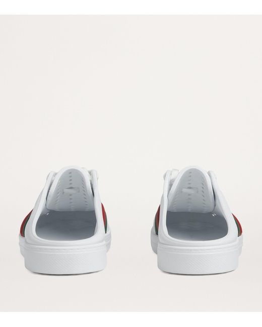 Gucci White Leather Perforated Ace Mules