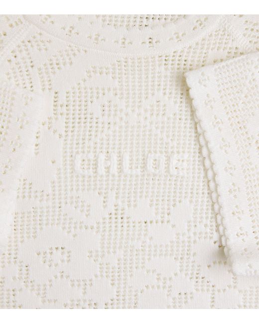 Chloé White Pointelle Knit Mini Dress