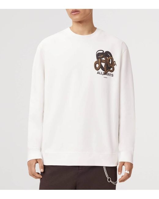AllSaints White Organic Cotton Reticulate Sweatshirt for men