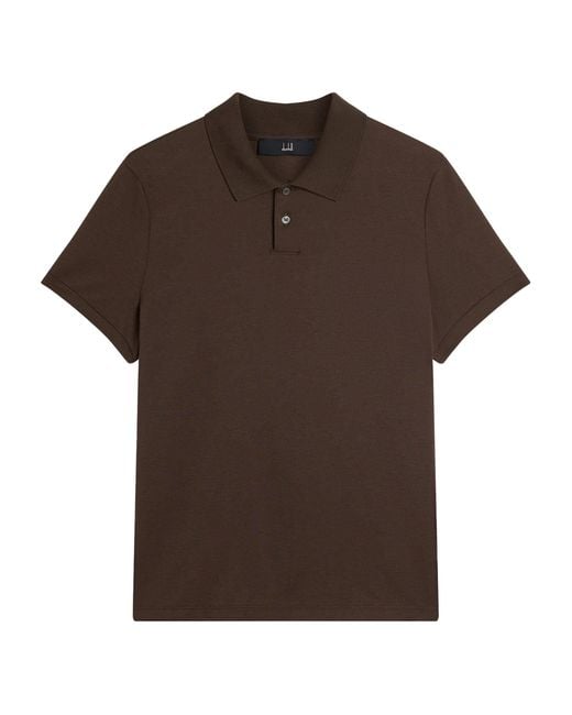 Dunhill Brown Cotton-Silk Polo Shirt for men