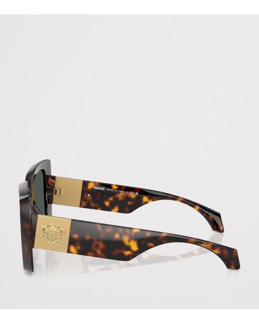 Versace Black Tortoise Square Irregular Sunglasses