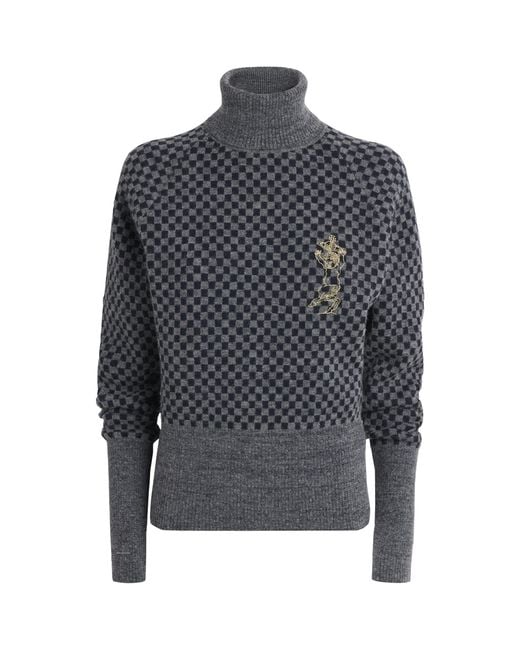 Vivienne Westwood Gray Checkmate Rollneck Sweater