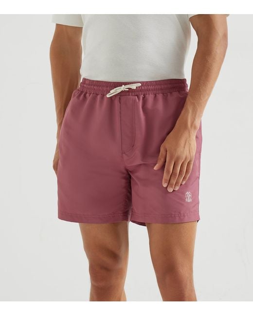 Brunello Cucinelli Embroidered Swim Shorts for men