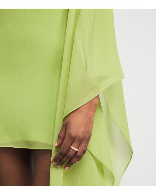 ‎Taller Marmo Green Silk Feather-Trim Lanzarote Garden Kaftan