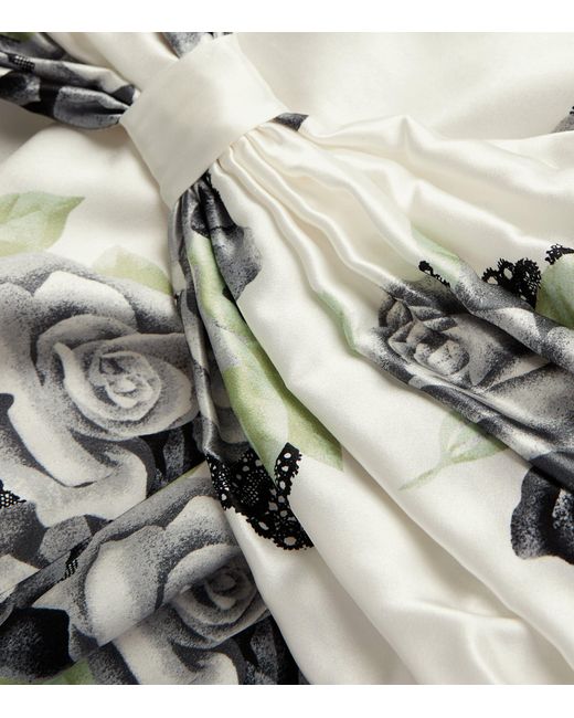 Alessandra Rich White Silk Floral Maxi Dress