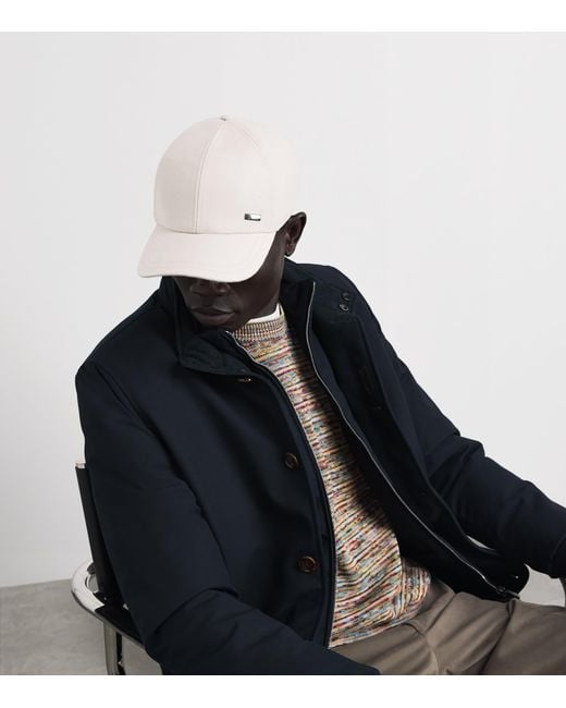 Herno White Cashmere-Silk Baseball Cap for men